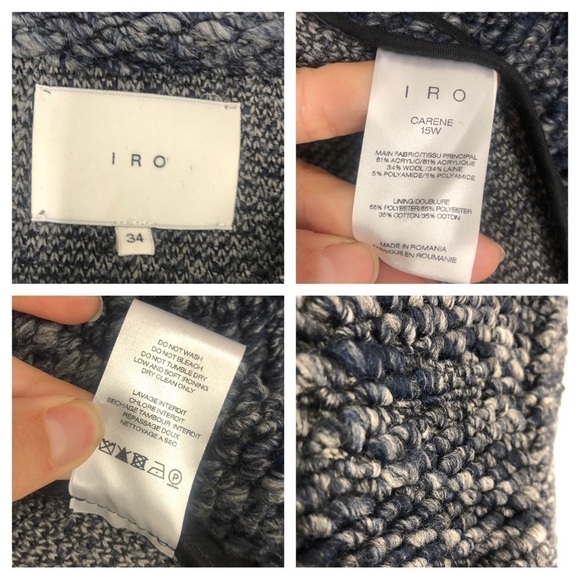 IRO PARIS Carene Wool Blend Blue Knit Blazer Jacket Sz 34 FRA - US 2 or XS - Picture 14 of 15